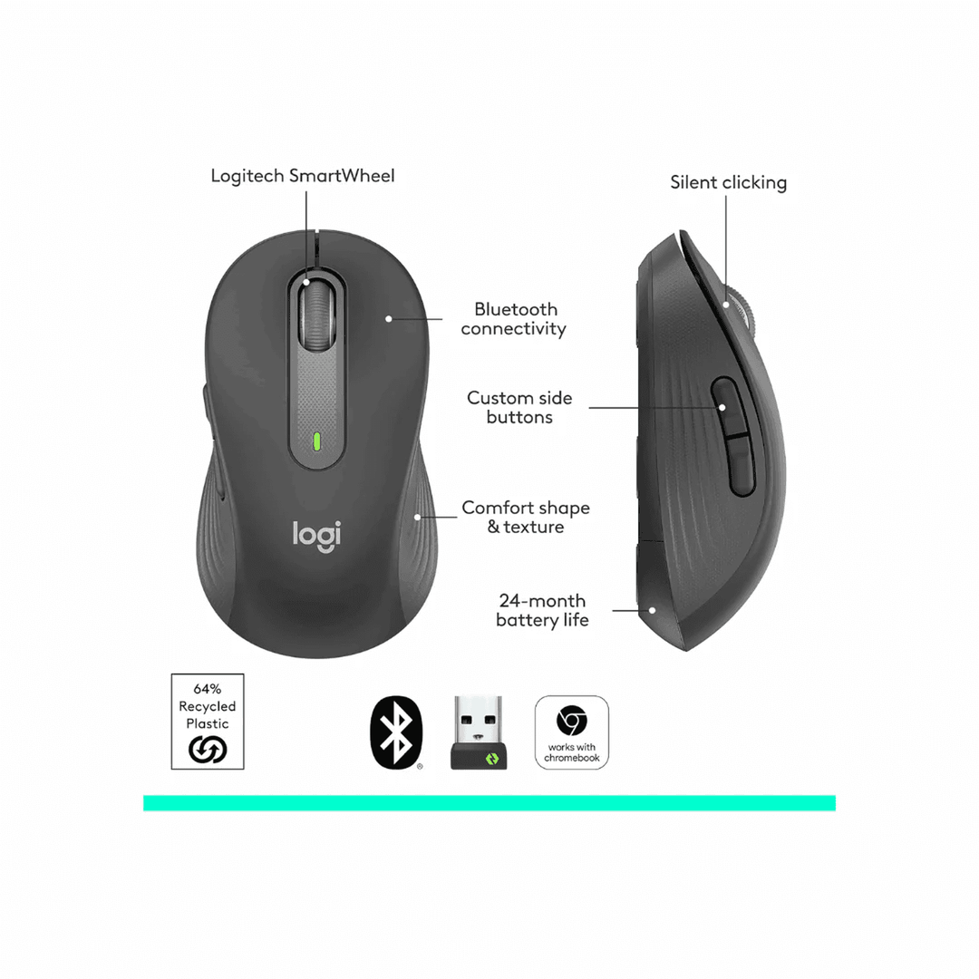 Logitech M650 Wireless Mouse - Ergonomic Design & Long Battery Life - Blue Orbit Computer Trading LLC