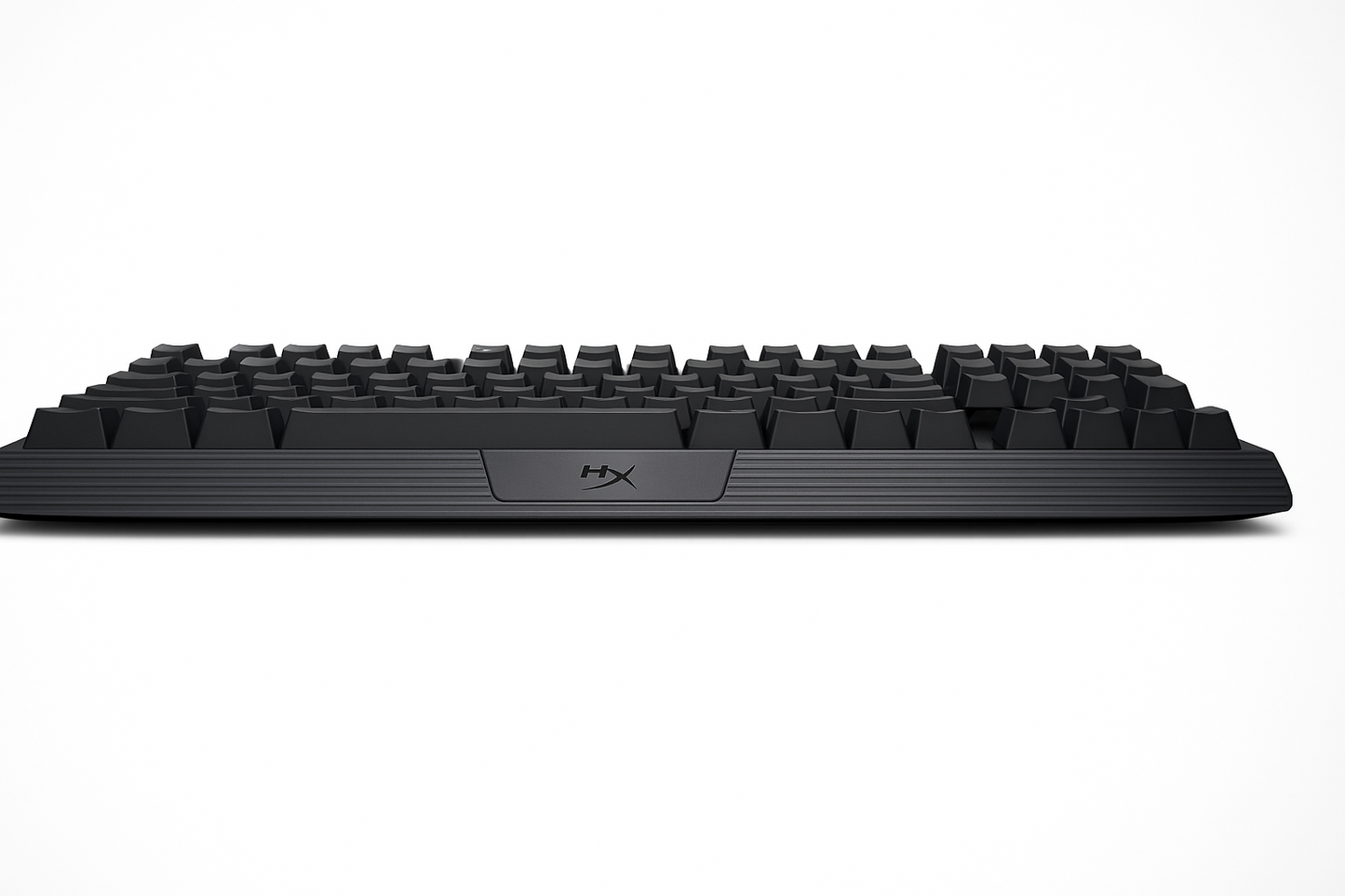 Black keyboard with 'HX' logo on a white background