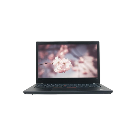 Laptop with a floral screen on a white background