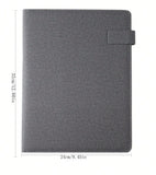 Executive Black Fabric & Leather Meeting Folder with Phone Holder, Card Slots, Pen Insert, Sticky Notes & Anti-Slip Elastic Band Description: Elevate your organizational game with this sophisticated